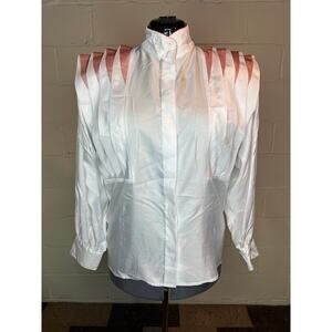 blouse Vintage 1980s power shoulders rose pink